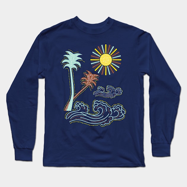 Tropical Sea Waves Long Sleeve T-Shirt by famenxt